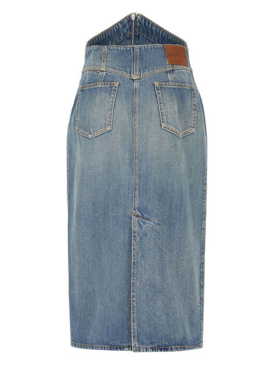 Clear Blue Denim Long Skirt — Alexander McQueen