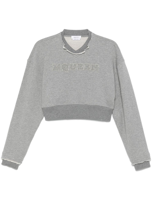 Alexander McQueen Grey V‑neck Sweater