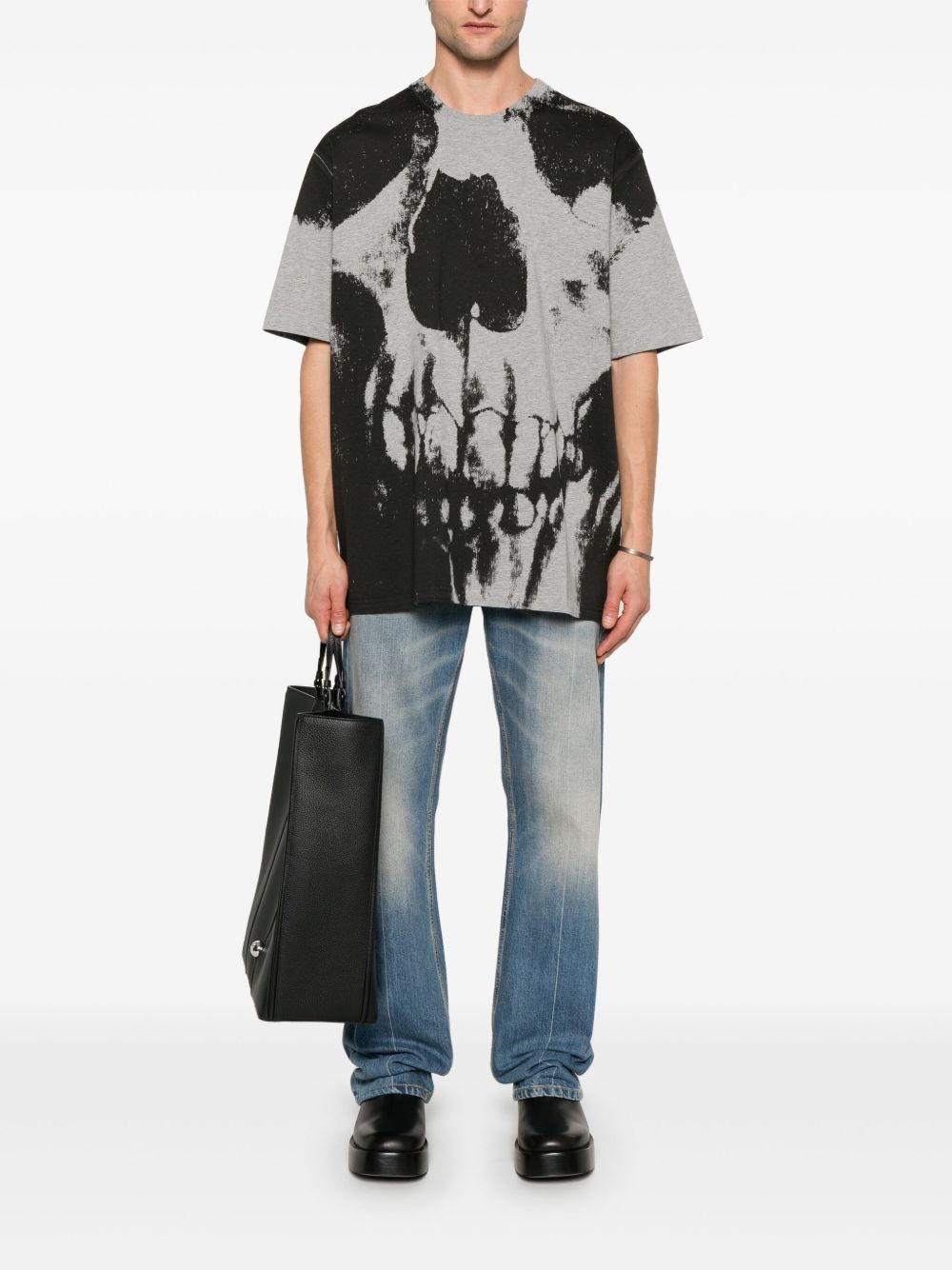 Alexander McQueen T-shirts and Polos Grey Cotton Skull Tee