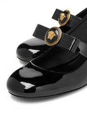 Versace With Heel Black calf leather slingbacks