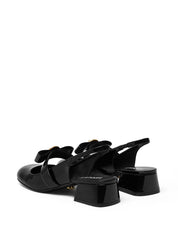Versace With Heel Black calf leather slingbacks