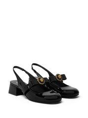 Versace With Heel Black calf leather slingbacks