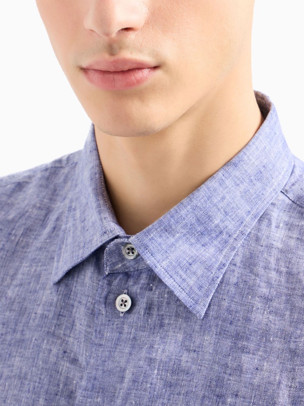 Emporio Armani Shirts Blue linen blend