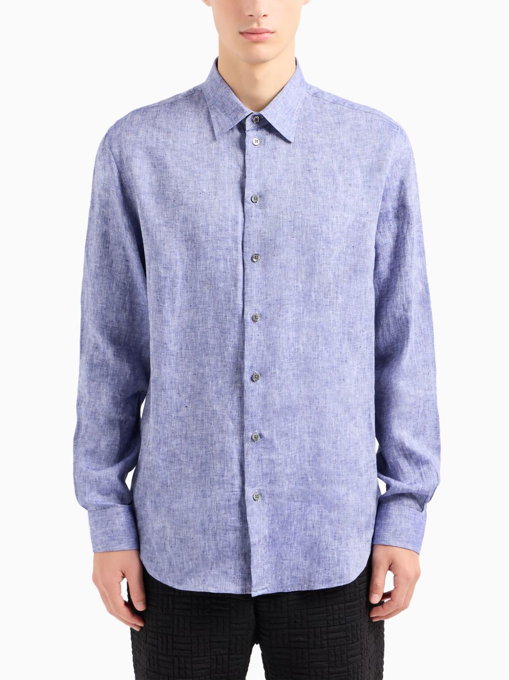 Emporio Armani Shirts Blue linen blend