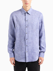 Emporio Armani Shirts Blue linen blend