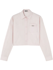 Versace Pinstripe Chain boxy short shirt in light pink