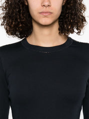 Fabiana Filippi Black Filo Diamante‑Detail T‑Shirt — Navy Cotton Crewneck