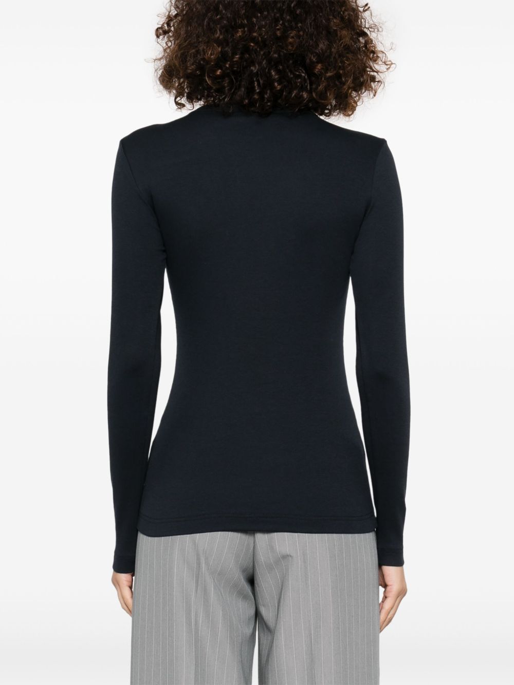 Fabiana Filippi Black Filo Diamante‑Detail T‑Shirt — Navy Cotton Crewneck