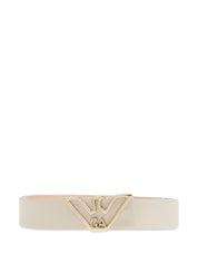 Emporio Armani logo-buckle belt in light beige