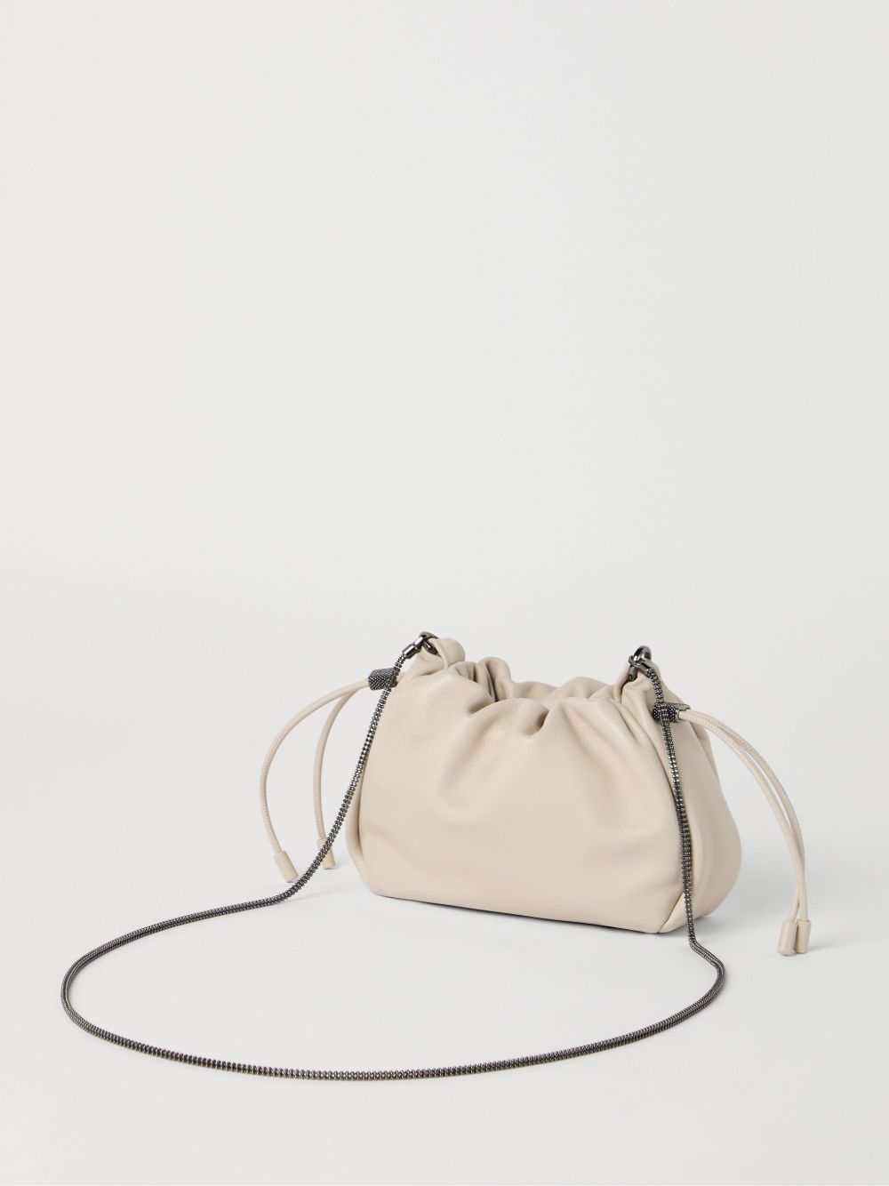 Cream Leather Bucket Bag — Brunello Cucinelli Shoulder