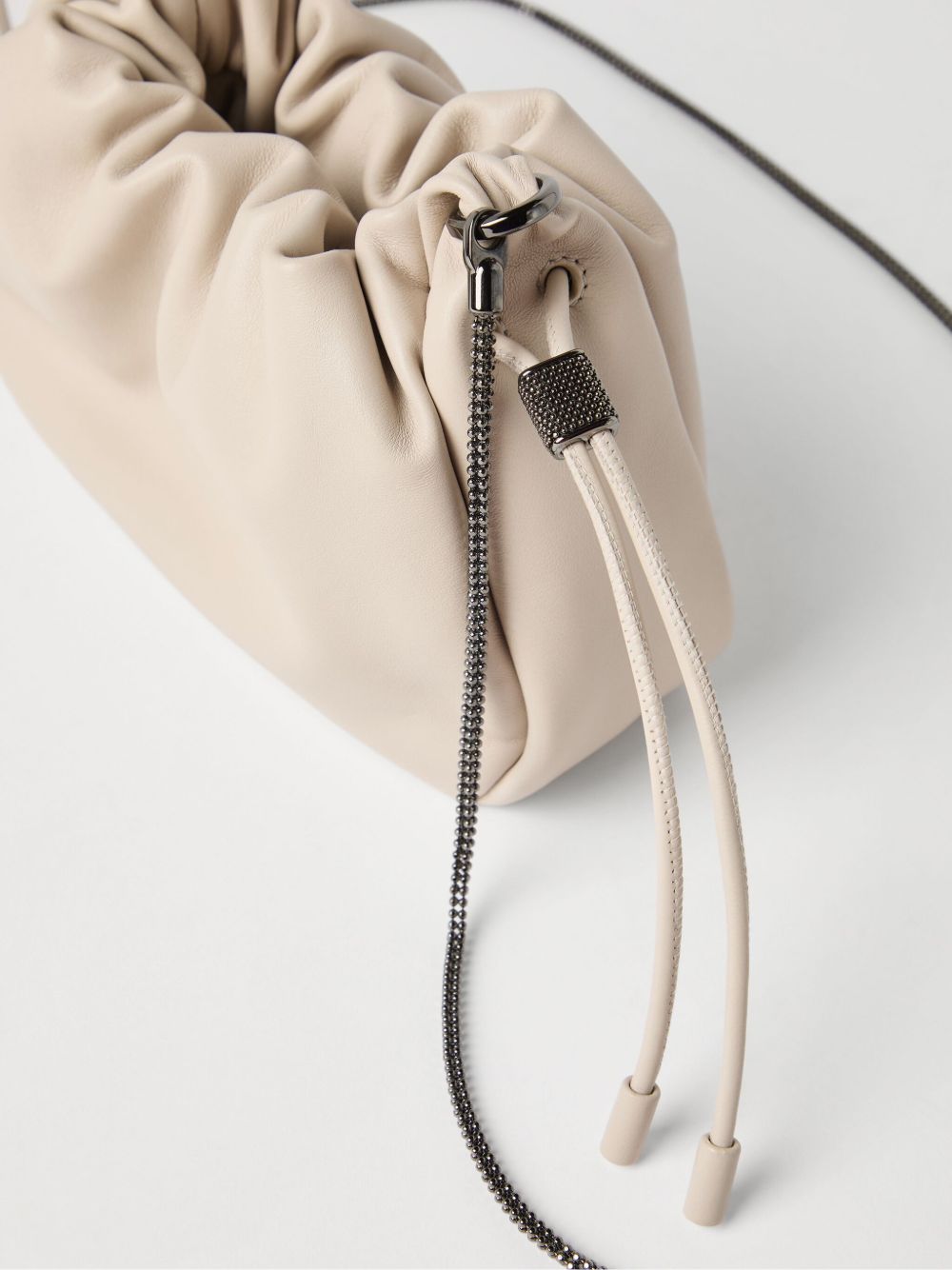 Cream Leather Bucket Bag — Brunello Cucinelli Shoulder