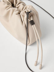 Cream Leather Bucket Bag — Brunello Cucinelli Shoulder