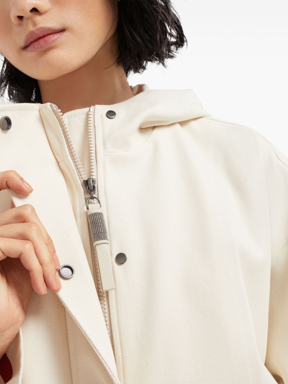 Brunello Cucinelli Coats White hooded canvas jacket