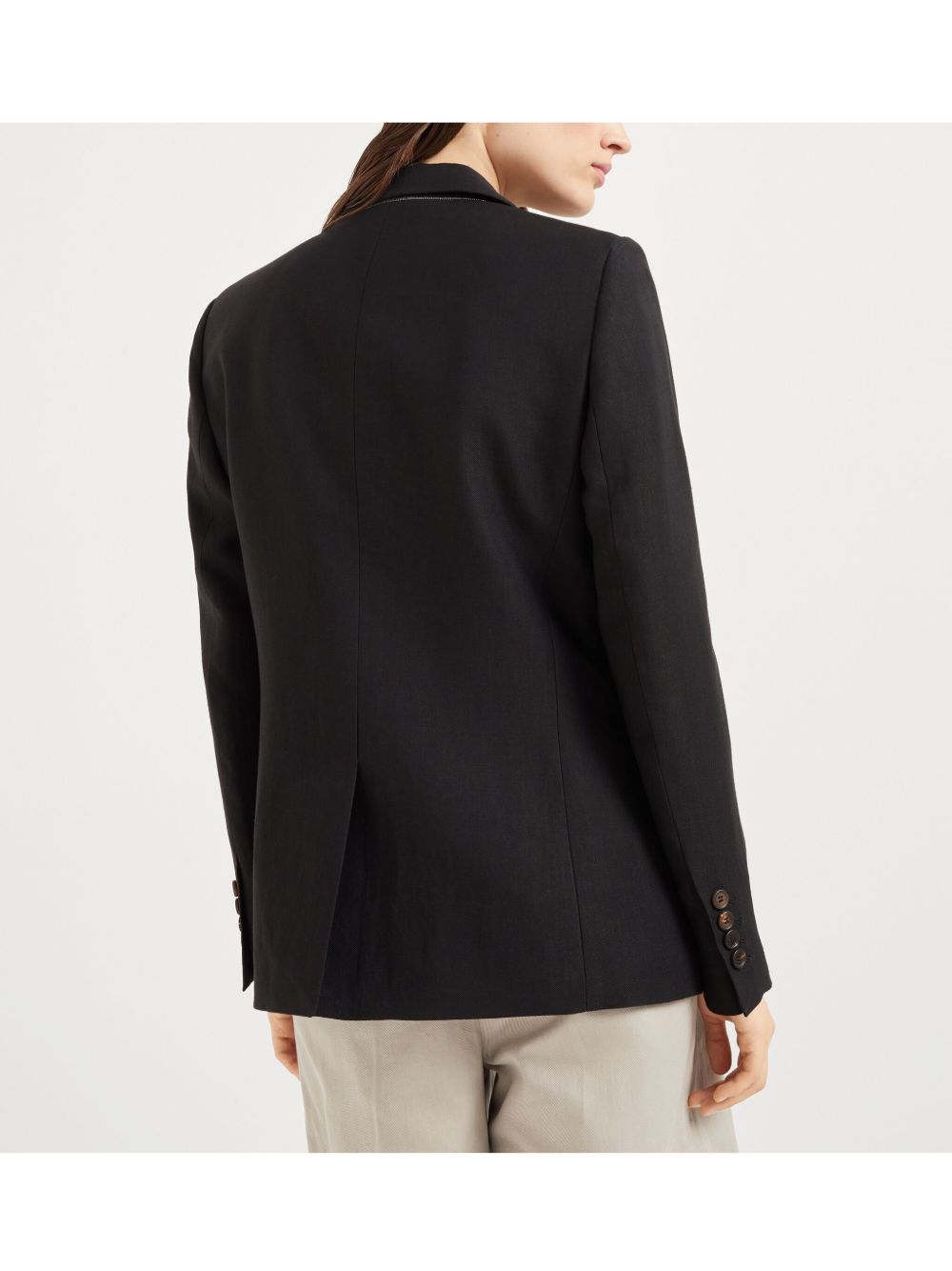 Black Linen Fluid Jacket — Brunello Cucinelli