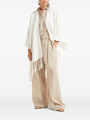 White Open Front Poncho Jacket — Brunello Cucinelli