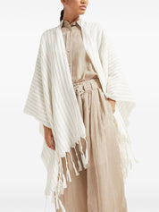White Open Front Poncho Jacket — Brunello Cucinelli