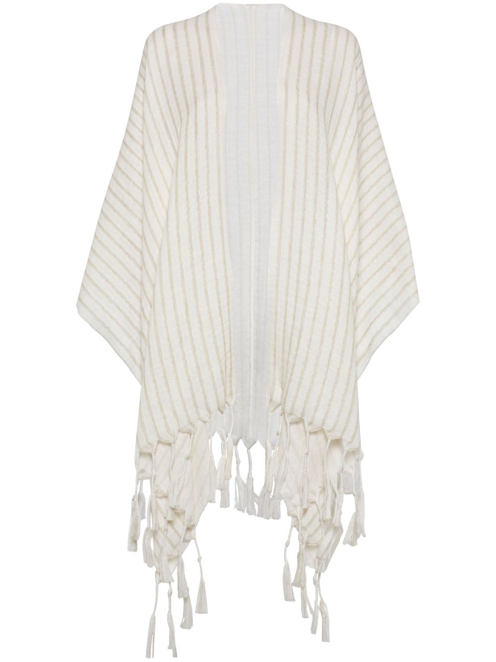 White Open Front Poncho Jacket — Brunello Cucinelli