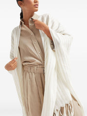 White Open Front Poncho Jacket — Brunello Cucinelli
