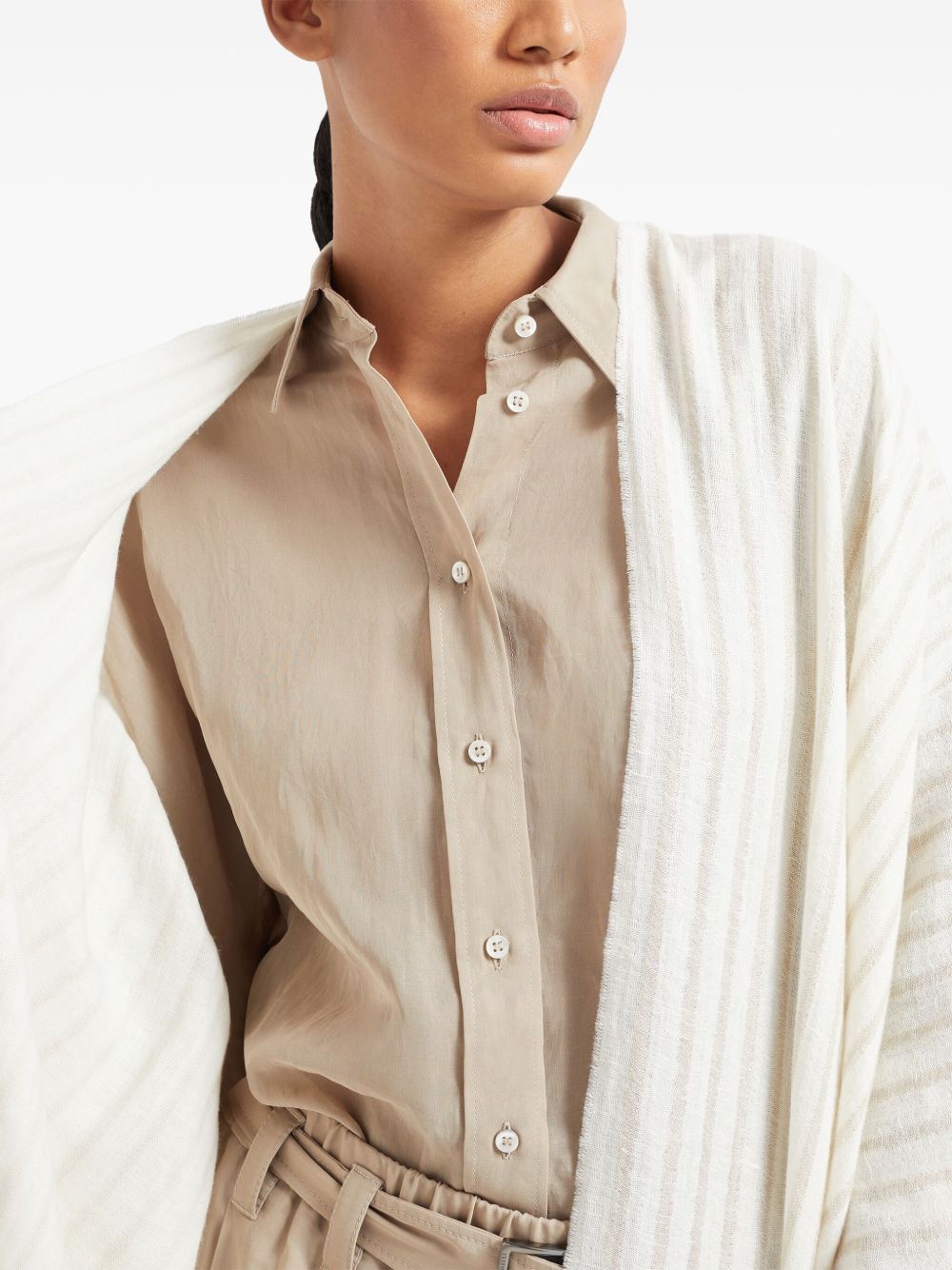 White Open Front Poncho Jacket — Brunello Cucinelli