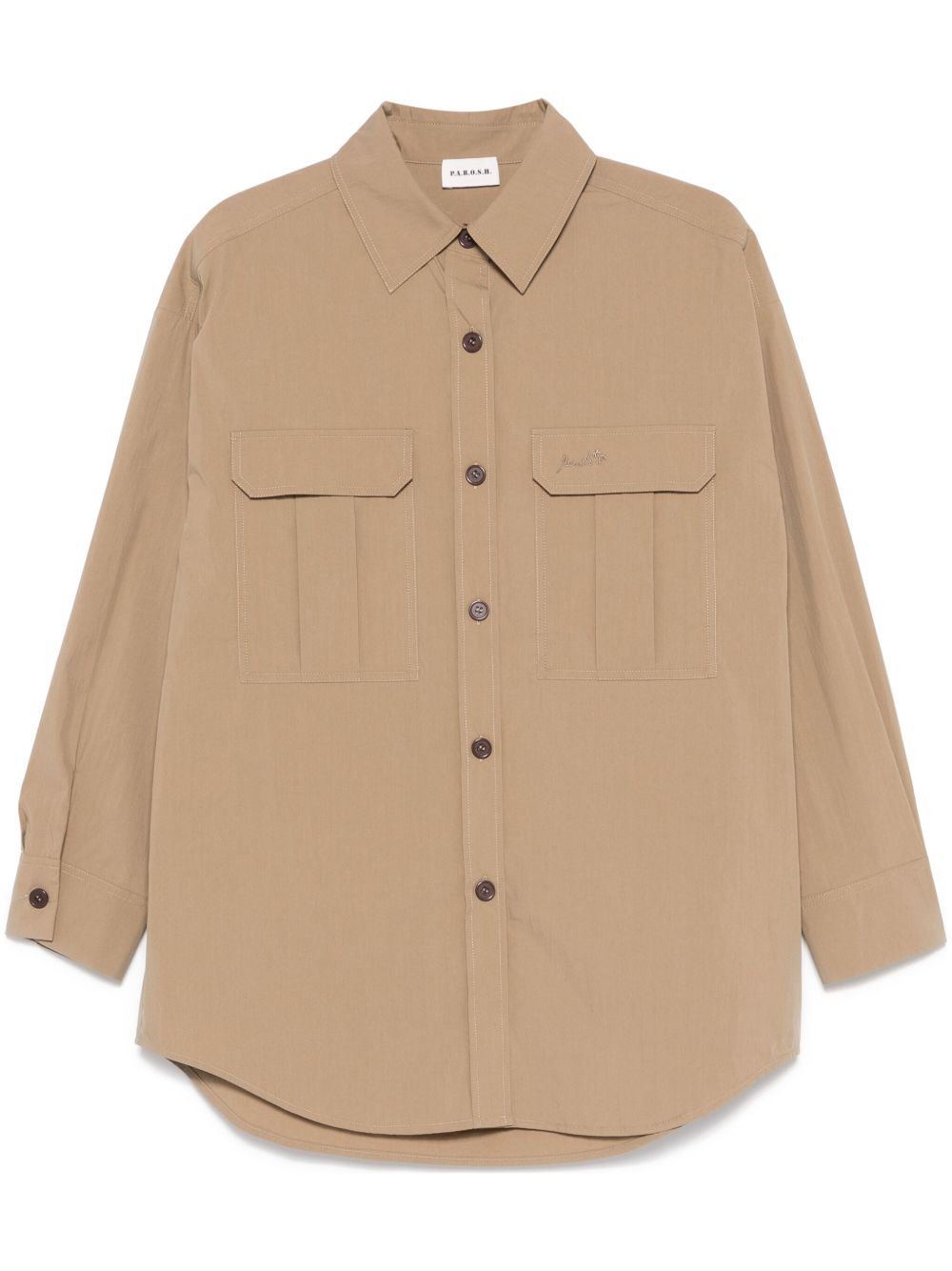 Parosh Shirts in olive green with chest pockets
