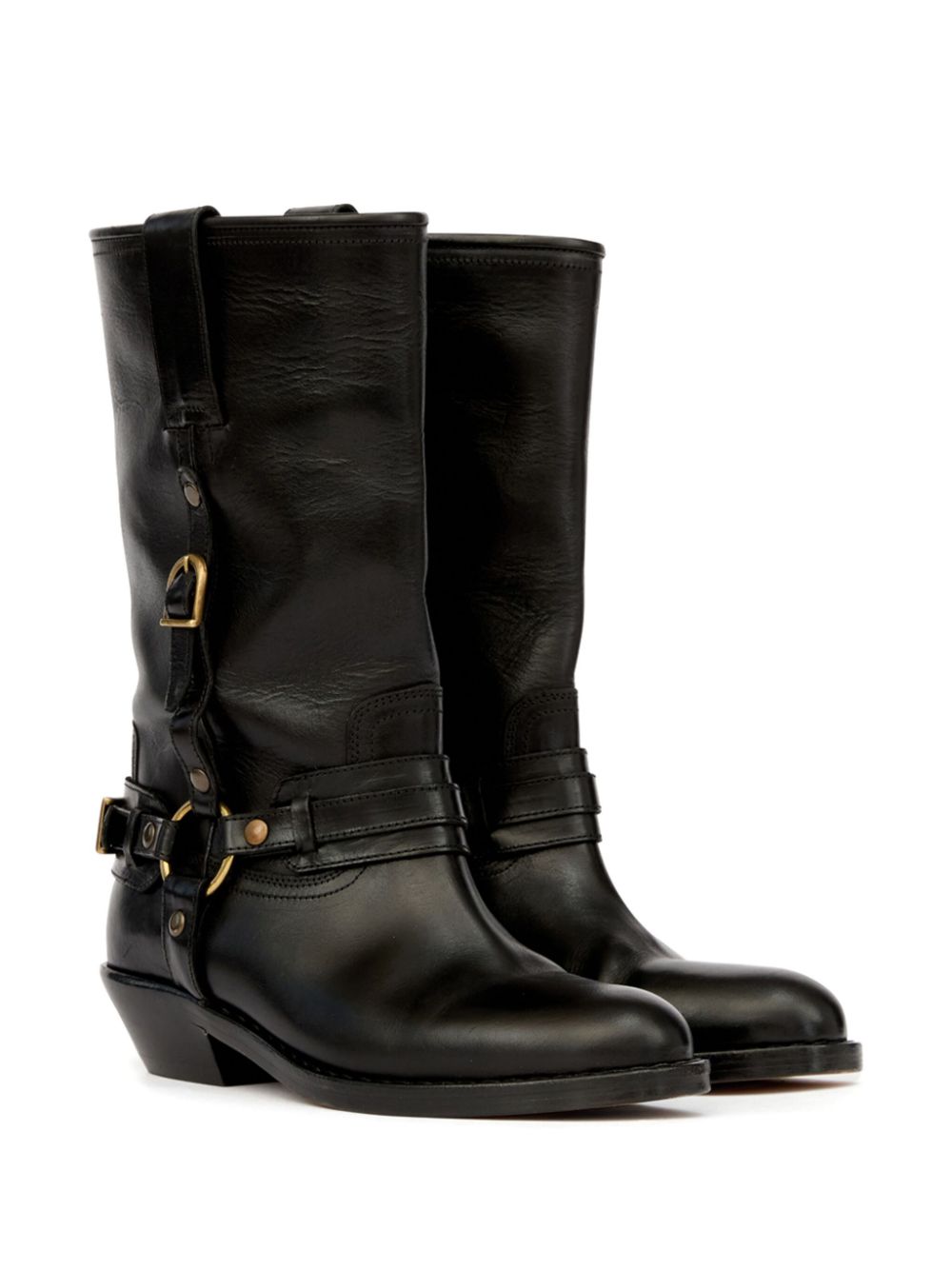 Isabel Marant Black Leather Boots — Low Tapered Heel