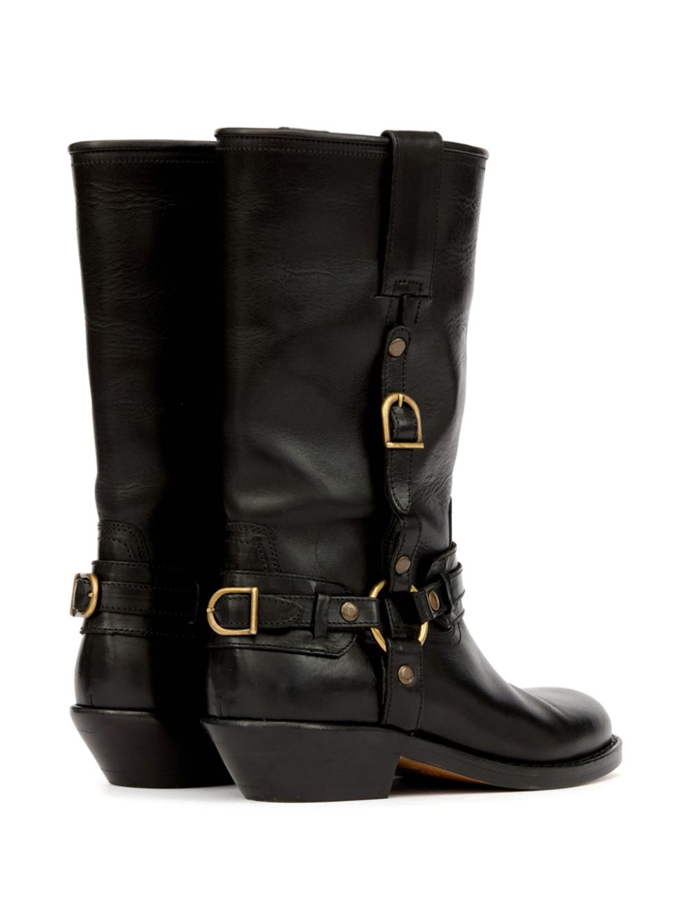 Isabel Marant Black Leather Boots — Low Tapered Heel