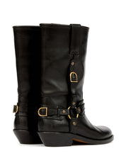 Isabel Marant Black Leather Boots — Low Tapered Heel