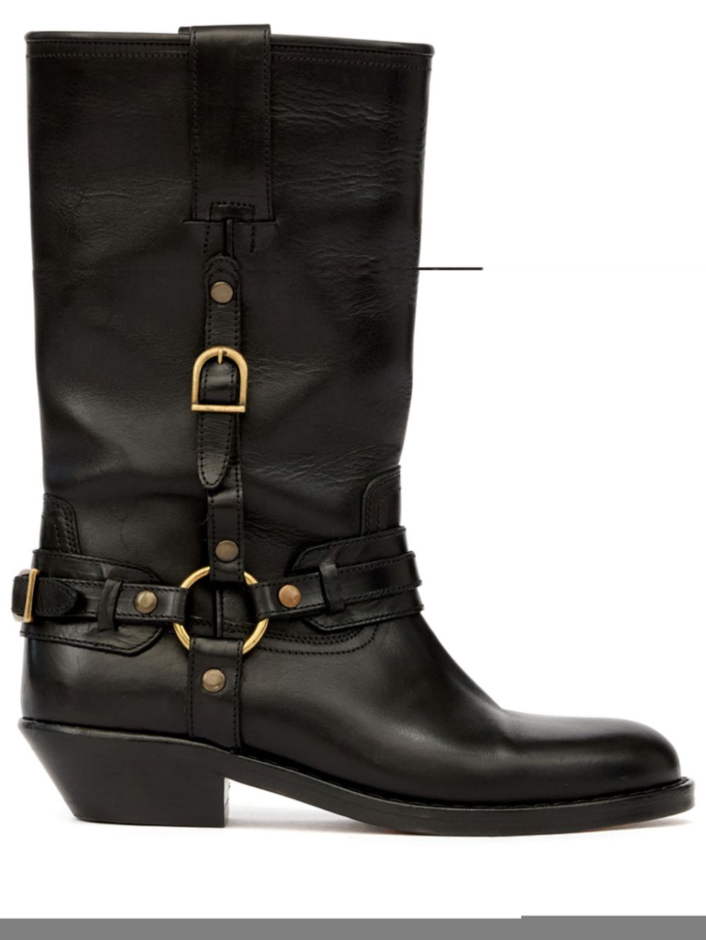 Isabel Marant Black Leather Boots — Low Tapered Heel