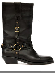 Isabel Marant Black Leather Boots — Low Tapered Heel
