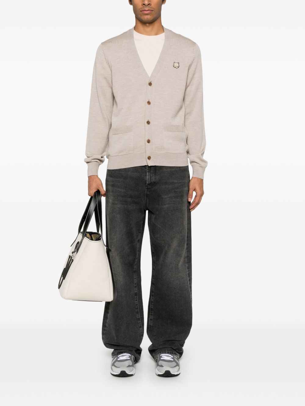 Maison Kitsuné fox motif wool cardigan