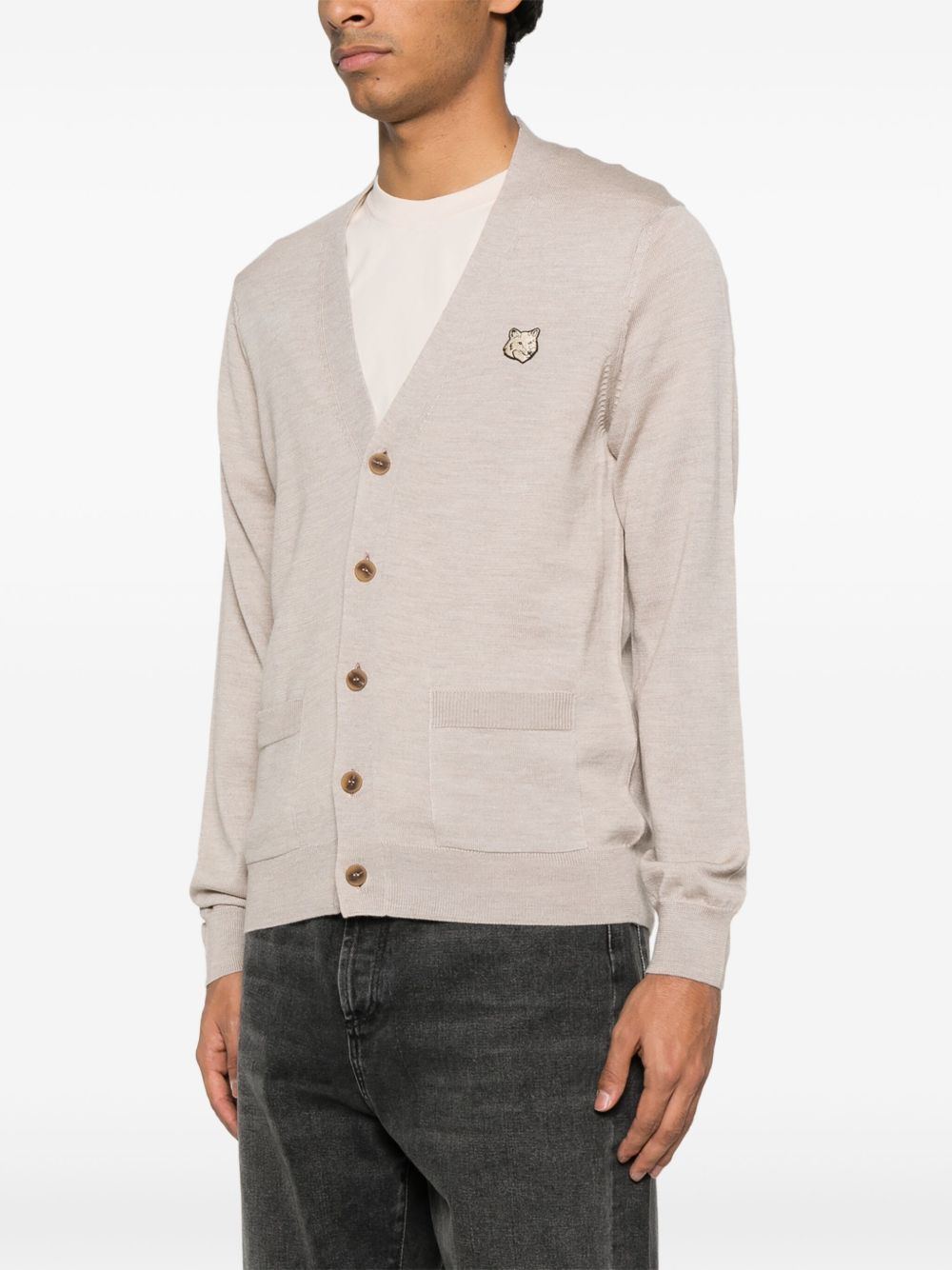 Maison Kitsuné fox motif wool cardigan