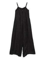 Robes Alysi Combinaison large en lin noir