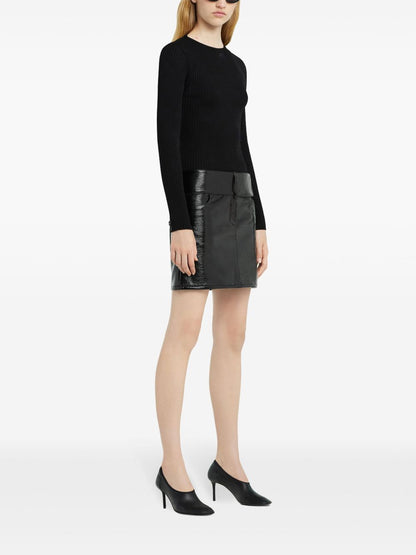 Courrèges belted mini skirt — black, structured elegance