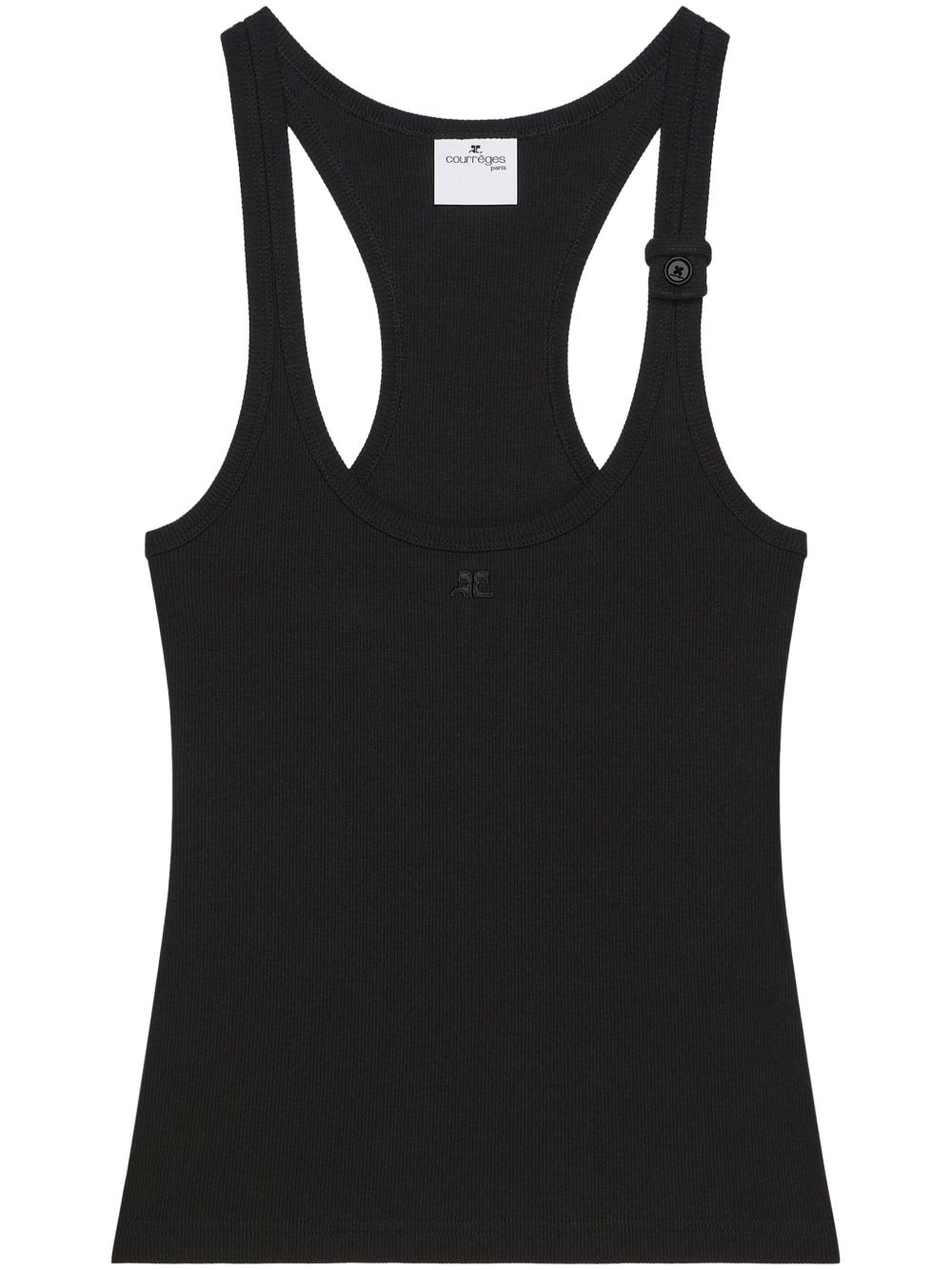 Courrèges Pre black buckle-fastening tank top