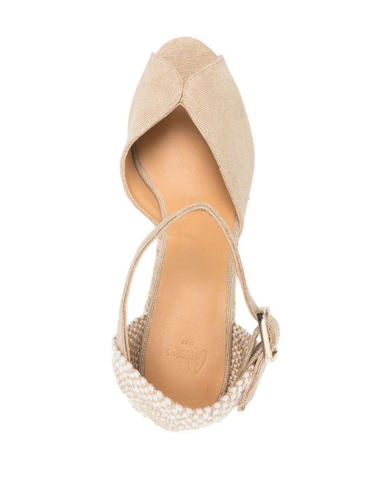 Castañer espadrilles beige — flat calf leather flats