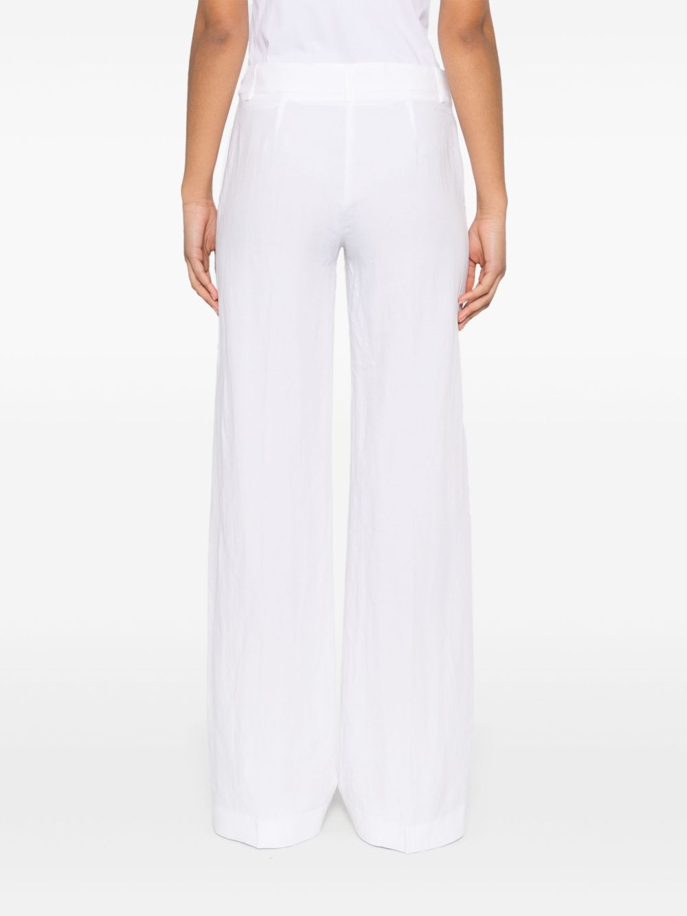 White Linen-Blend Trousers — Ermanno Firenze