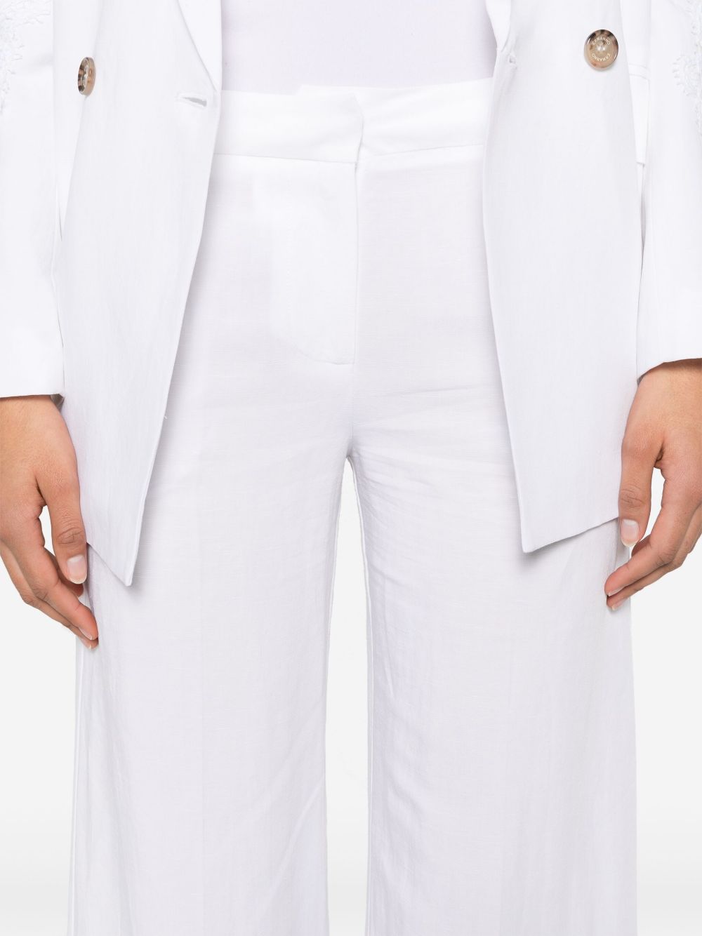White Linen-Blend Trousers — Ermanno Firenze