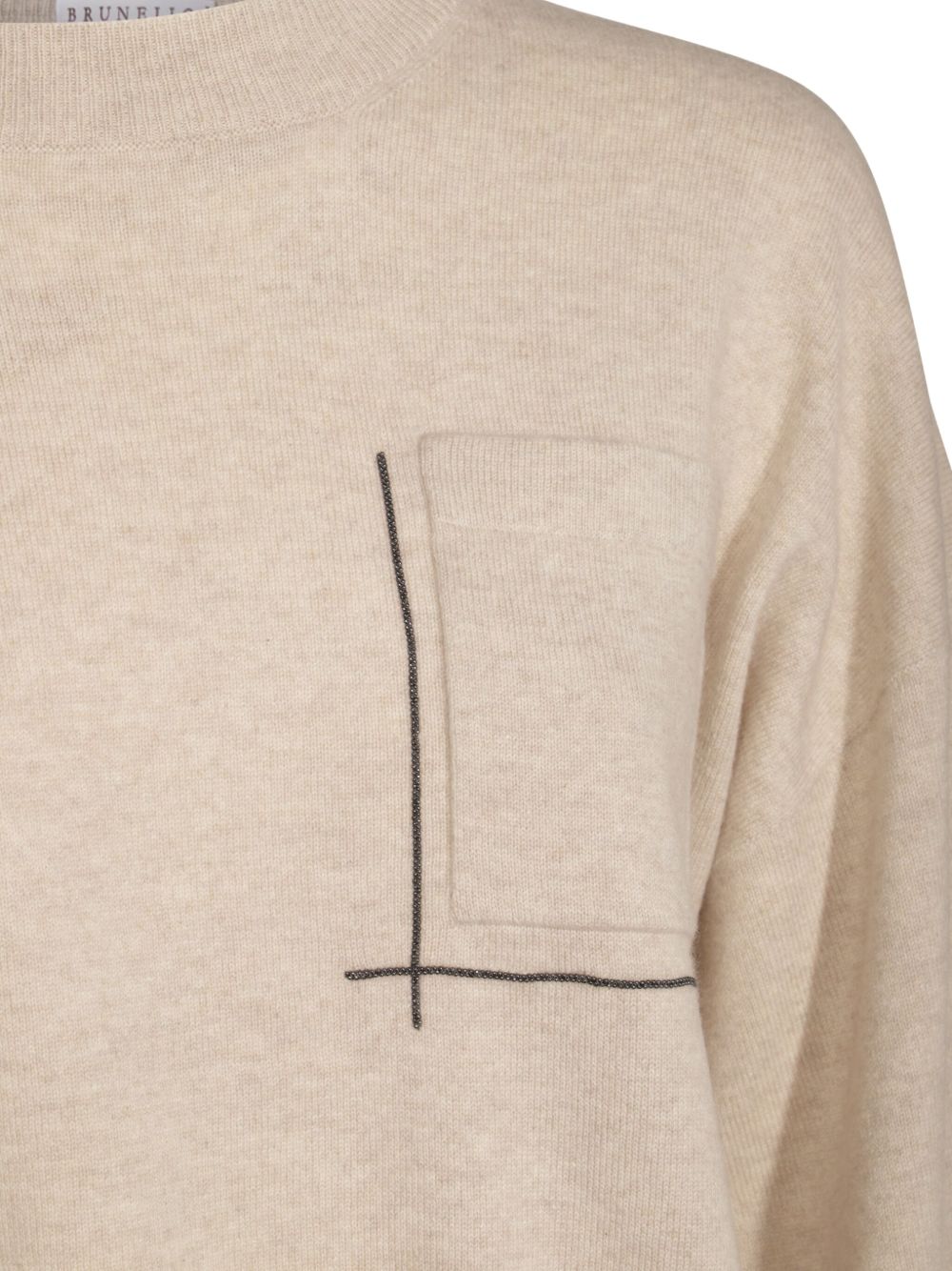 Brunello Cucinelli Beige Sweater — Silk-Wool Crew Neck