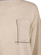 Brunello Cucinelli Beige Sweater — Silk-Wool Crew Neck