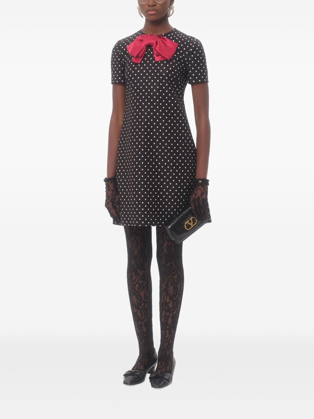 Valentino mini dress with bow in polka dot print