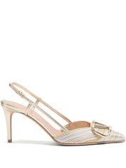 Valentino Garavani With Heel Silver slingback pumps