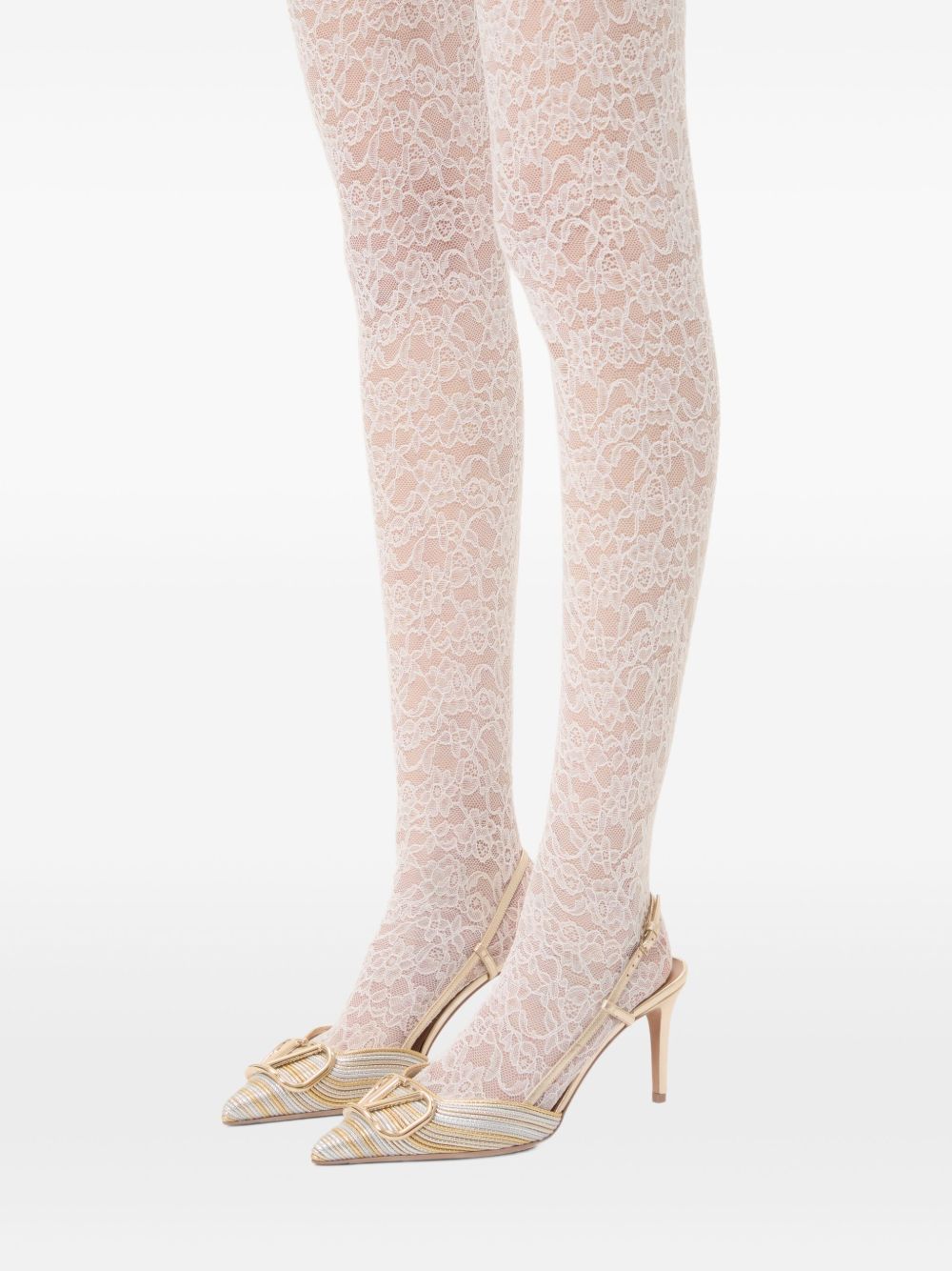 Valentino Garavani With Heel Silver slingback pumps