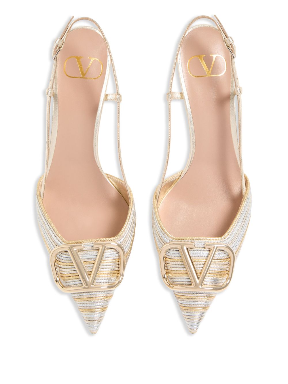 Valentino Garavani With Heel Silver slingback pumps