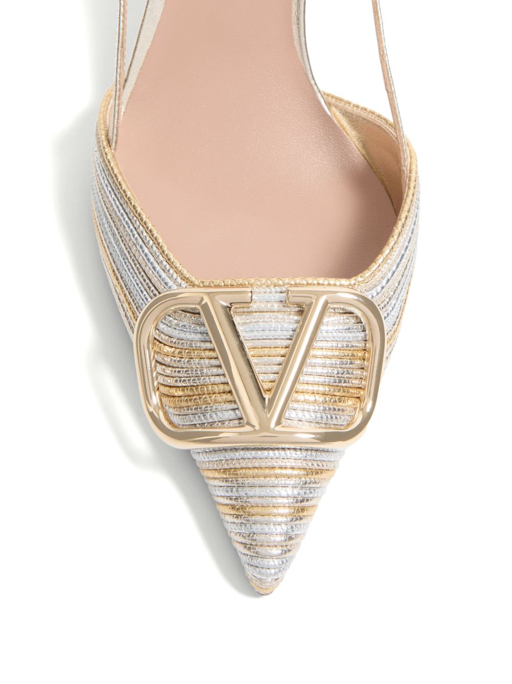 Valentino Garavani With Heel Silver slingback pumps