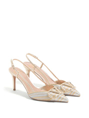 Valentino Garavani With Heel Silver slingback pumps