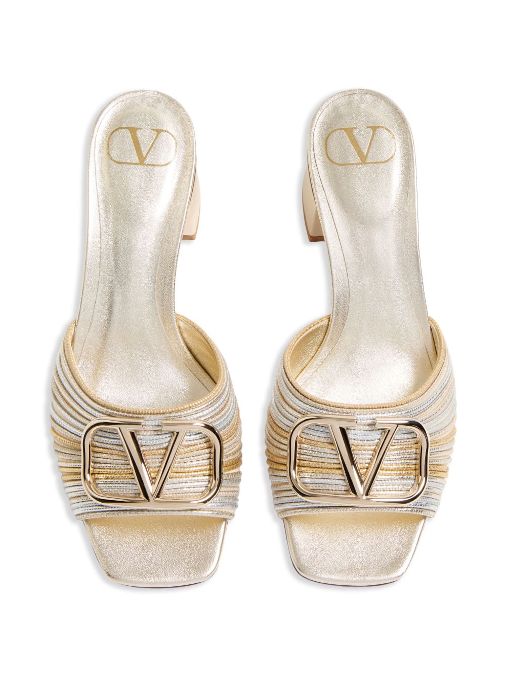 Sandalias Valentino Garavani mules de piel plateada