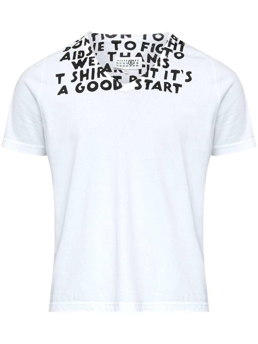 T-shirt col V en coton blanc MM6 Maison Margiela