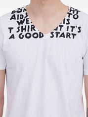 T-shirt col V en coton blanc MM6 Maison Margiela