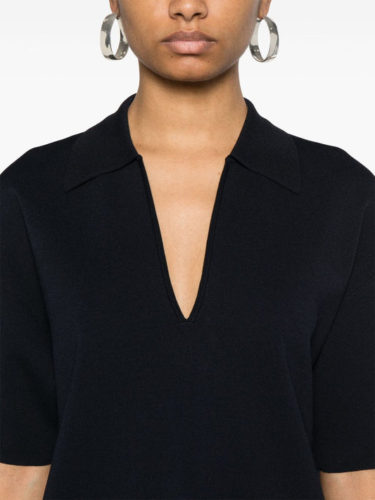 Parosh blue V-neck dress — short sleeve elegance
