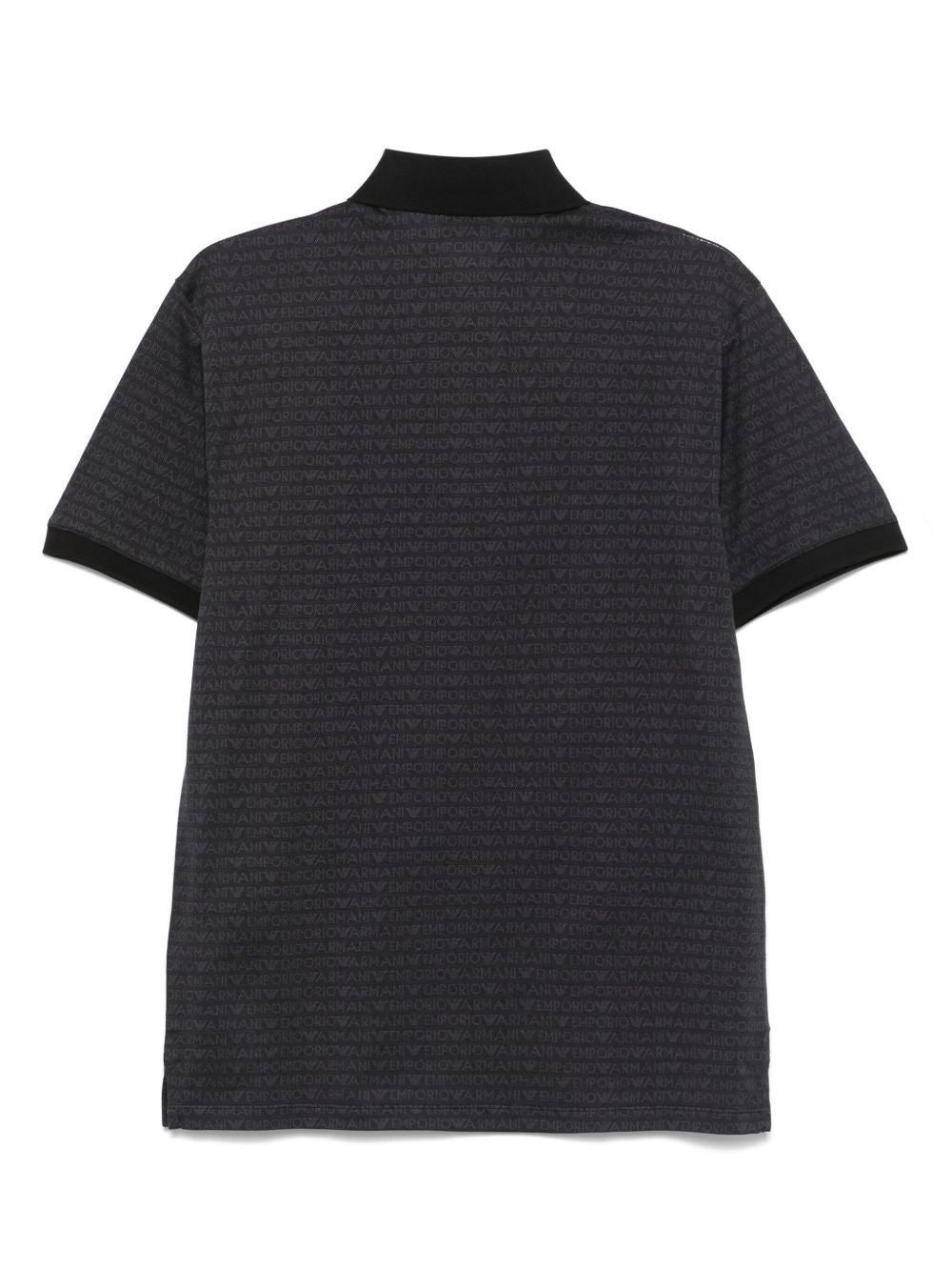 Emporio Armani jersey polo shirt with all-over jacquard lettering